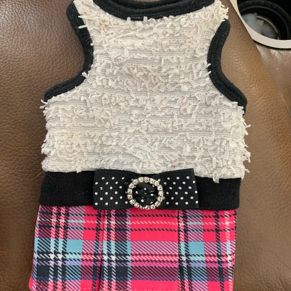 Ruff Ruff Couture. Size xxsmall. White and pink plaid dress.